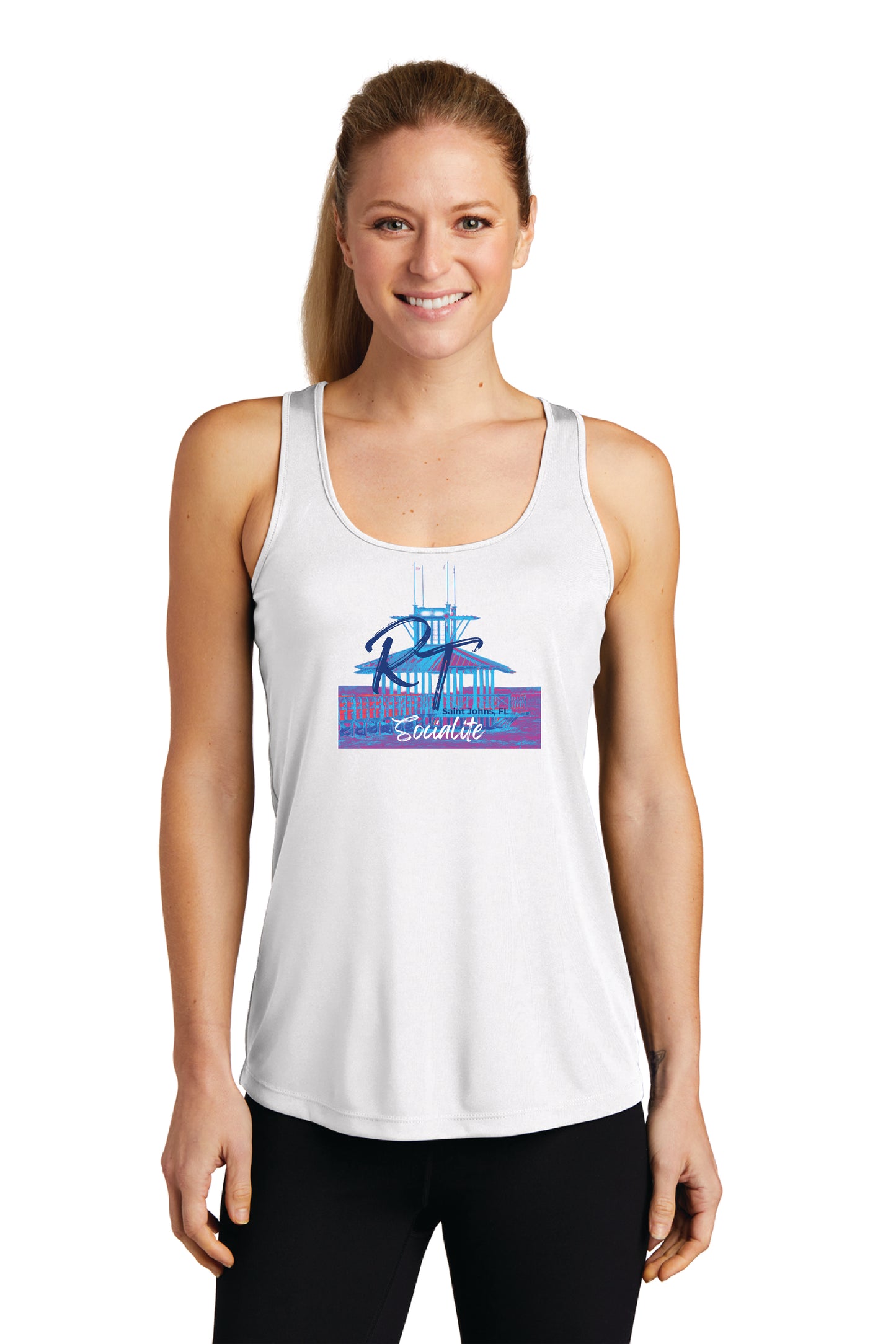 Women's Racerback Tank RT SOCIALITE $1.00 GOES DIRECTLY TO HALLOWES COVE PTO