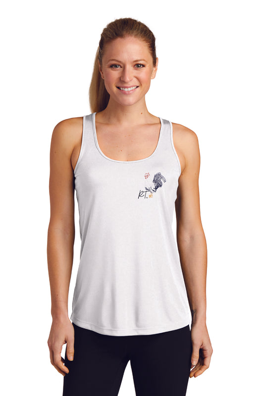 Women's Racerback Tank ROCKY THE ROOSTER $1.00 GOES DIRECTLY TO HALLOWES COVE PTO