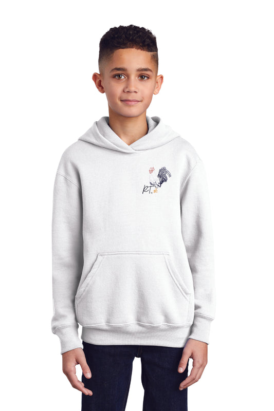Port & Co™ Youth Core Fleece Pullover Hooded Sweatshirt ROCKY THE ROOSTER $1.00 GOES DIRECTLY TO HALLOWES COVE PTO
