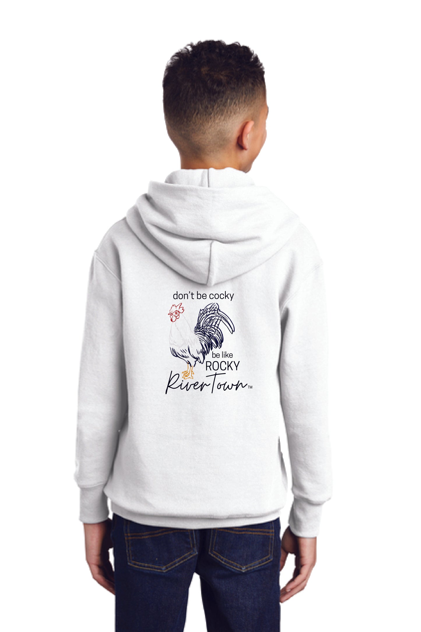 Port & Co™ Youth Core Fleece Pullover Hooded Sweatshirt ROCKY THE ROOSTER $1.00 GOES DIRECTLY TO HALLOWES COVE PTO